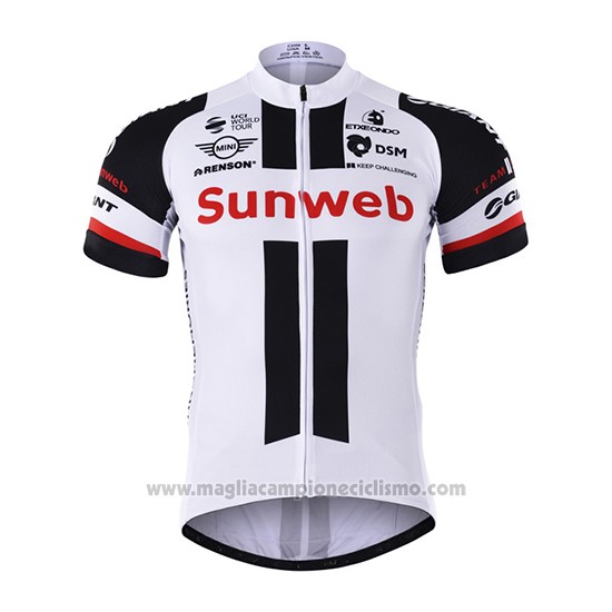 2017 Abbigliamento Ciclismo Sunweb Bianco Manica Corta e Salopette